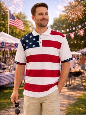 RedHead Men's Stars & Stripes Polo - Red, White & Blue